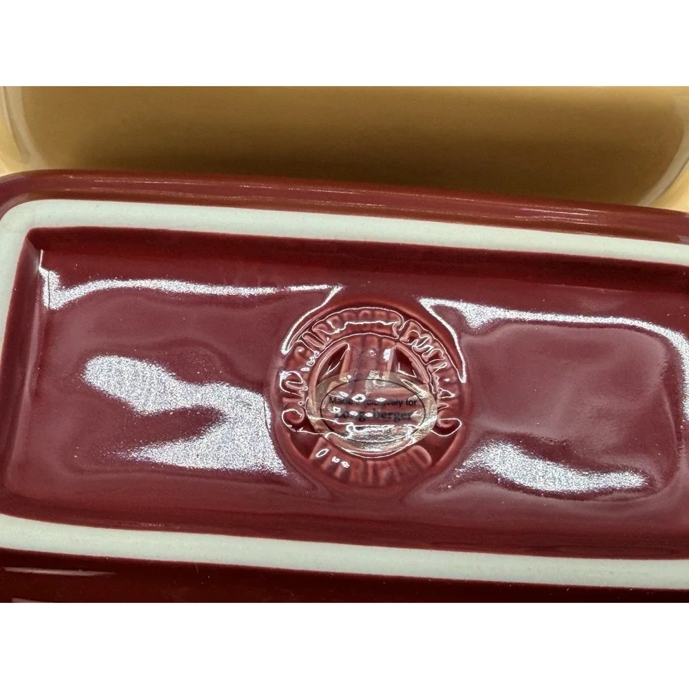 2 LONGABERGER POTTERY WOVEN TRADITIONS MINI LOAF PANS - BUTTERNUT / PAPRIKA